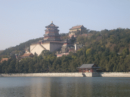 Kunming Lake and Longevity Hill with the Tower of Buddhist Incense at the Summer Palace, viewed from near the Wenchang Tower