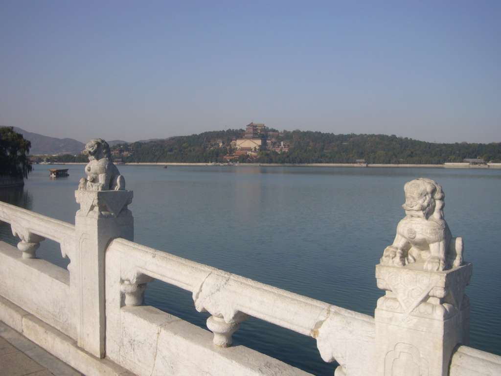 Kunming Lake and Longevity Hill with the Tower of Buddhist Incense at the Summer Palace, viewed from the Seventeen-Arch Bridge