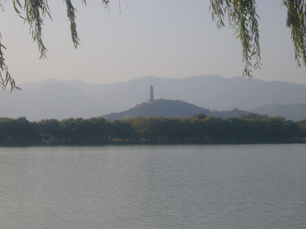 Kunming Lake at the Summer Palace and the Jade Spring Hill with the Yufeng Pagoda, viewed from the South Lake Island