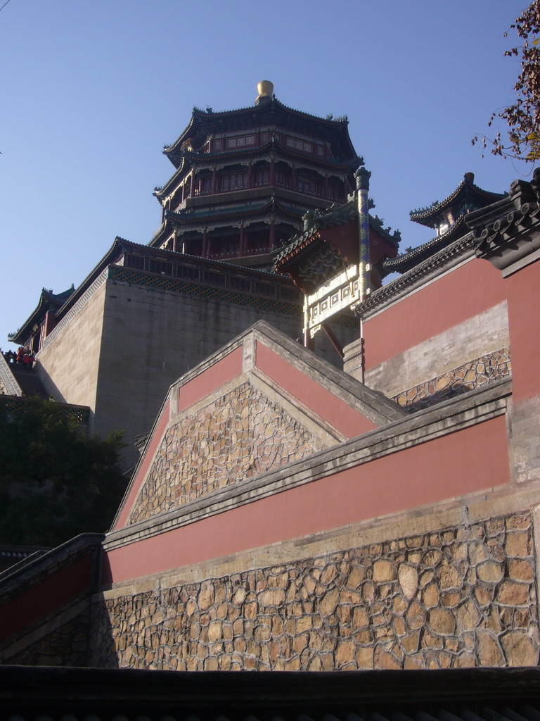 The Tower of Buddhist Incense at the Summer Palace, viewed from a staircase on the southeast side