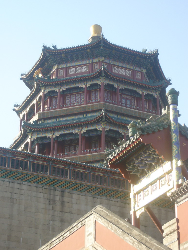 The Tower of Buddhist Incense at the Summer Palace, viewed from a staircase on the southeast side