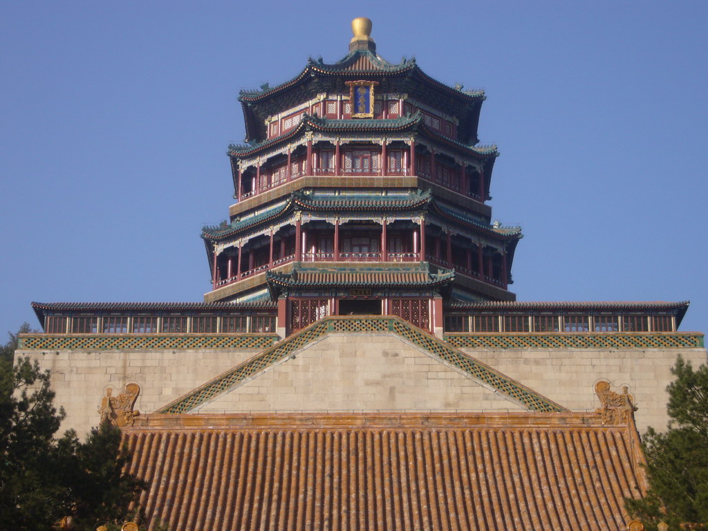 Front of the Second Palace Gate and the Tower of Buddhist Incense at the Summer Palace