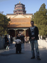 Tim in front of the Second Palace Gate and the Tower of Buddhist Incense at the Summer Palace