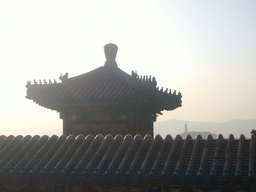 Pavilion on the west side of the Tower of Buddhist Incense at the Summer Palace and the Jade Spring Hill with the Yufeng Pagoda, viewed from the Tower of Buddhist Incense