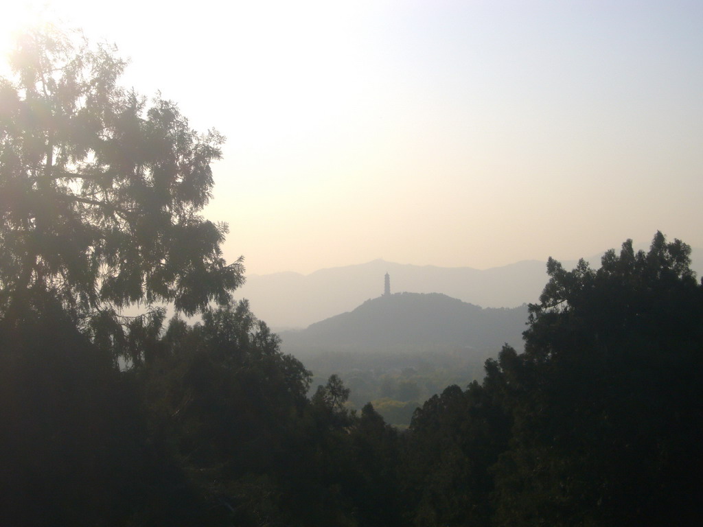 Jade Spring Hill with the Yufeng Pagoda, viewed from the Hall of the Sea of Wisdom at the Summer Palace