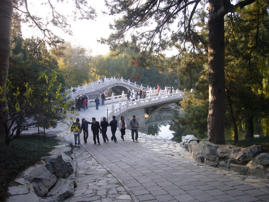 The Stone Bridge and the Banbi Bridge over the Back Lake at the Summer Palace, viewed from the west path down from Longevity Hill at the Summer Palace