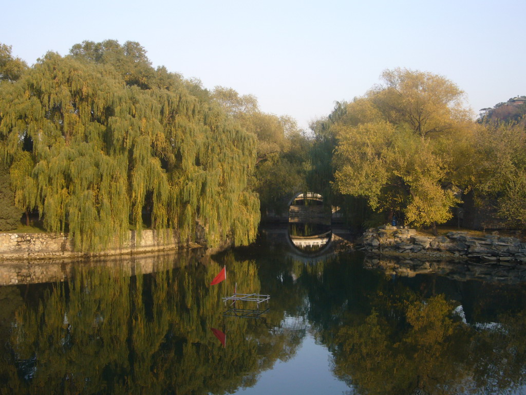 Kunming Lake and a bridge at the northwest side of the Summer Palace, viewed from the West Causeway