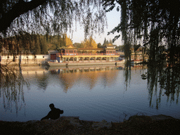 Boats at the northwest side of Kunming Lake at the Summer Palace, viewed from the West Causeway