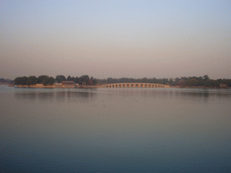 Kunming Lake, the Seventeen-Arch Bridge, South Lake Island and the Pavilion of Broad View at the Summer Palace, viewed from the Silk Bridge