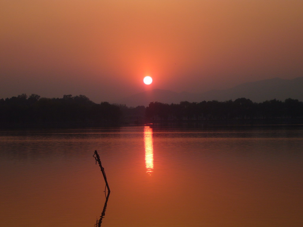 Kunming Lake at the Summer Palace, viewed from the Pavilion of Broad View, at sunset