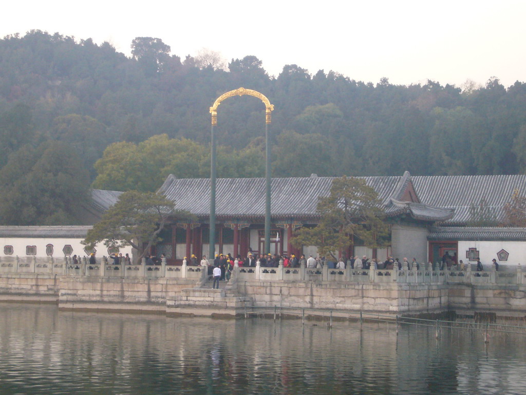 Kunming Lake and the Golden Arch in front of the Hall of Natural Affinity of Water and Trees at the Summer Palace, at sunset