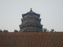 Front of the Tower of Buddhist Incense at the Summer Palace, at sunset