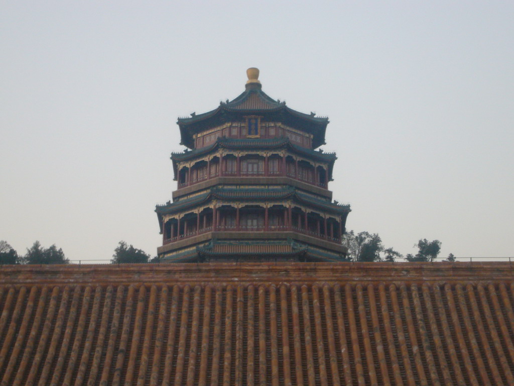 Front of the Tower of Buddhist Incense at the Summer Palace, at sunset