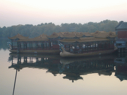 Boats at the northwest side of Kunming Lake at the Summer Palace, at sunset