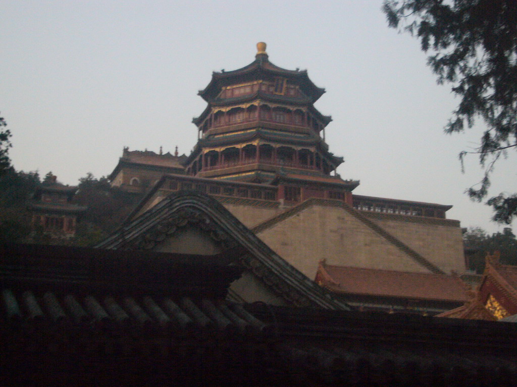 Front of the Tower of Buddhist Incense at the Summer Palace, at sunset