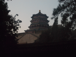 Front of the Tower of Buddhist Incense at the Summer Palace, at sunset