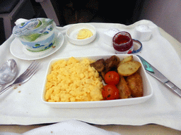 Dinner in the airplane from Amsterdam