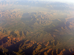 Mountains on the west side of the city, viewed from the airplane from Amsterdam