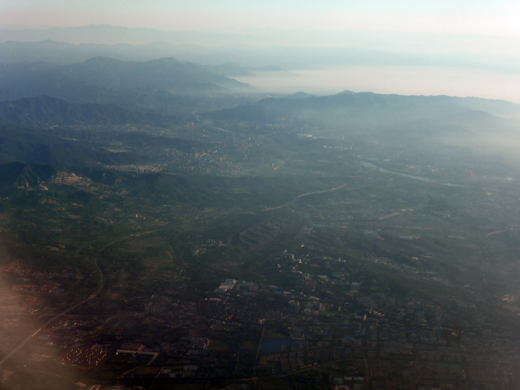 Southwest side of the city, viewed from the airplane from Amsterdam