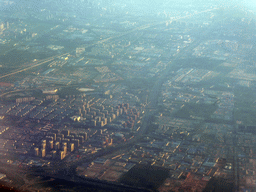 Southwest side of the city, viewed from the airplane from Amsterdam