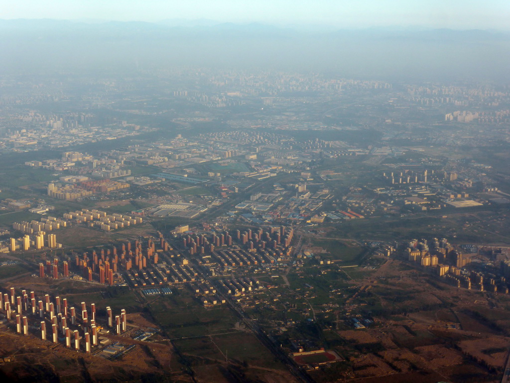 Southeast side of the city, viewed from the airplane from Amsterdam