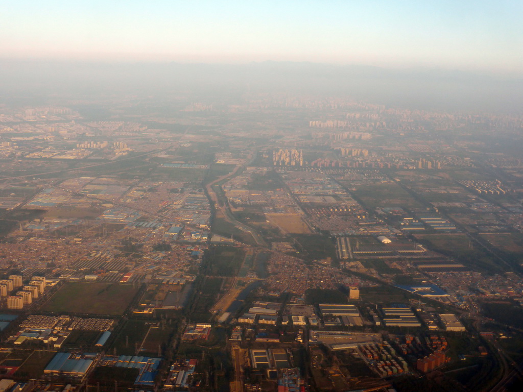 East side of the city, viewed from the airplane from Amsterdam