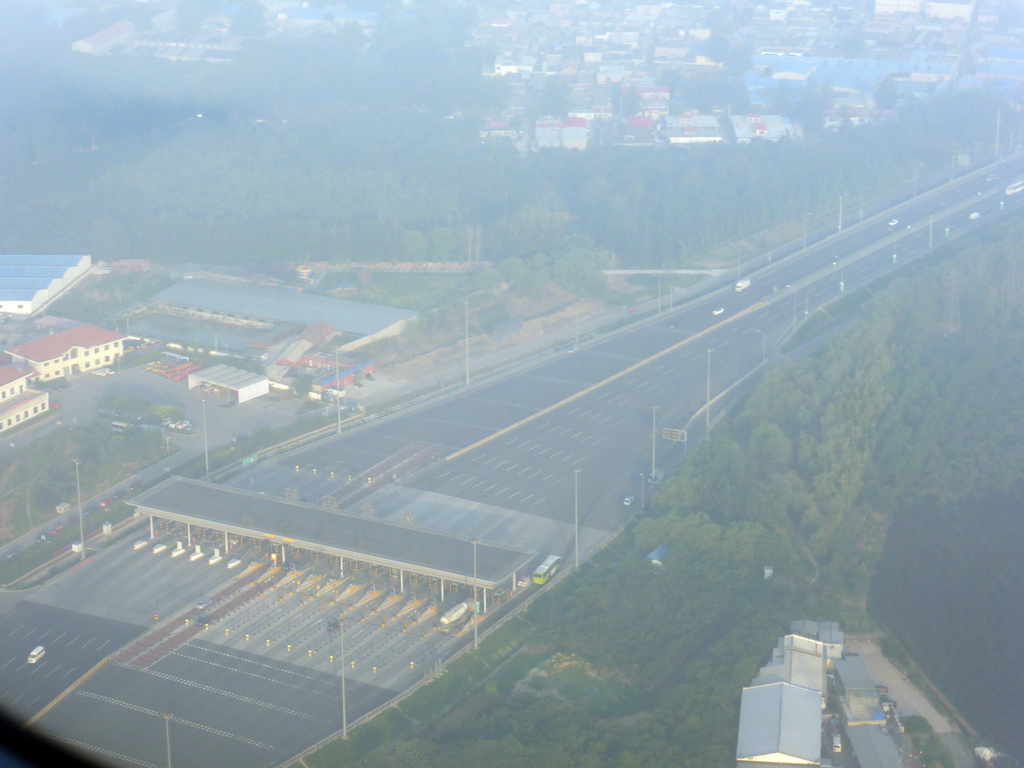 Toll road entrance at the S32 Jingping Expressway, viewed from the airplane from Amsterdam