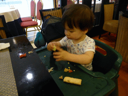 Max having breakfast in the breakfast room of the Qianmen Jianguo Hotel