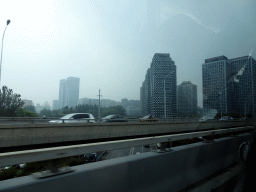 Buildings along the Airport Expressway, viewed from the taxi from the airport to the hotel