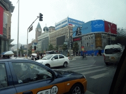 Wangfujing Street with the Wangfujing Department Store, viewed from the taxi from the airport to the hotel on the Jinyu Hutong street