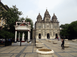 Pavilion and front of St. Joseph`s Wangfujing Church at Wangfujing Street