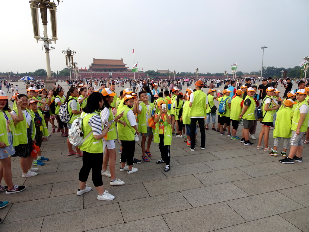 School class in front of the Gate of Heavenly Peace at Tiananmen Square