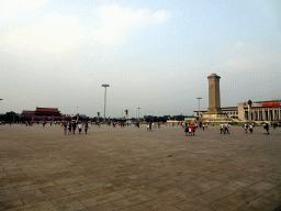 Tiananmen Square with the Gate of Heavenly Peace, the Monument to the People`s Heroes and the National Museum of China