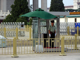 Guard at the back side of the Mausoleum of Mao Zedong at Tiananmen Square