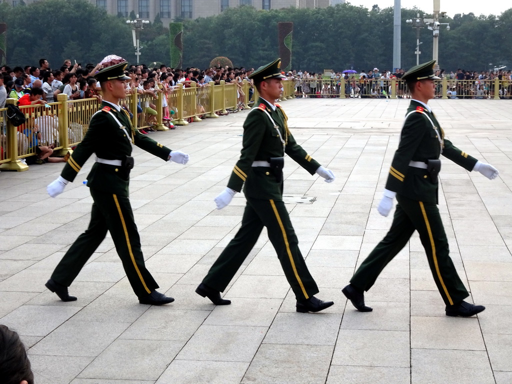 Guards at Tiananmen Square, before the Flag-Lowering Ceremony