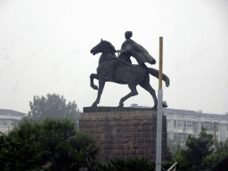 Equestrian statue at the Xiguan Roundabout at Changping, viewed from the bus on the G6 Jingzang Expressway