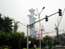 The Olympic Park Observation Tower, viewed from the bus on Beichen West Road