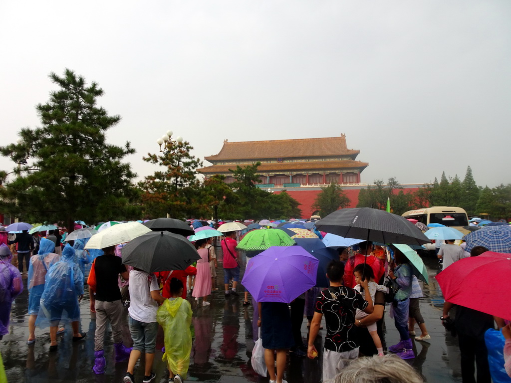 Tourists in front of the Upright Gate, south of the Forbidden City