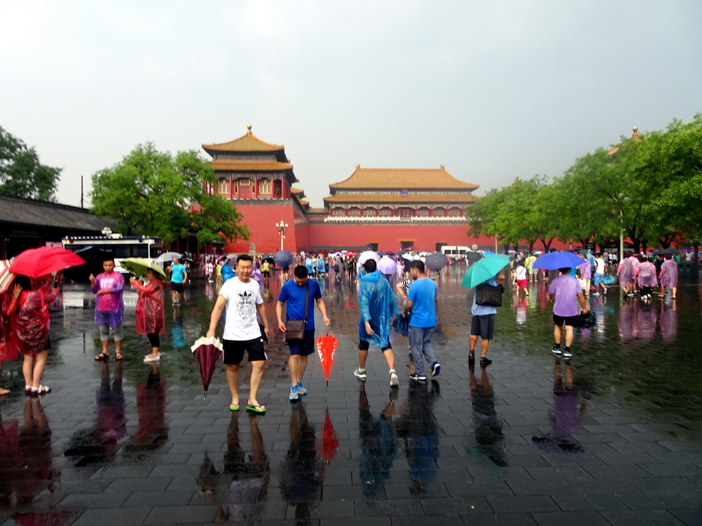 Tourists in front of the Meridian Gate, south entrance to the Forbidden City