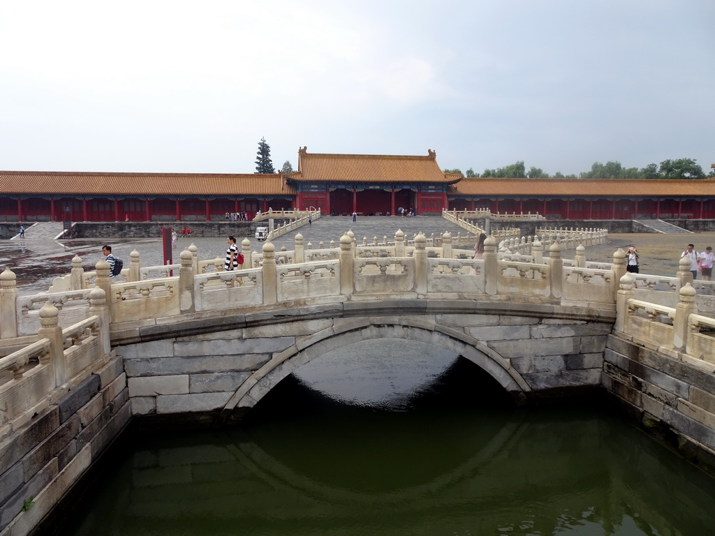 Bridge over the Golden Water River and the western Gate of Glorious Harmony at the Forbidden City