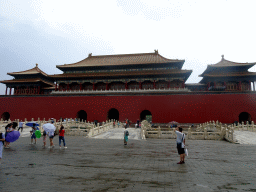 The Golden Water River Bridges over the Golden Water River and the back side of the Meridian Gate at the Forbidden City