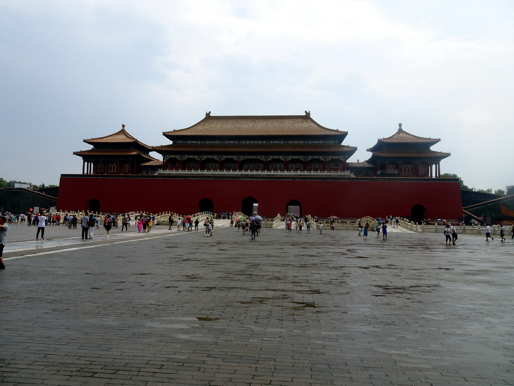 The Golden Water River Bridges over the Golden Water River and the back side of the Meridian Gate at the Forbidden City