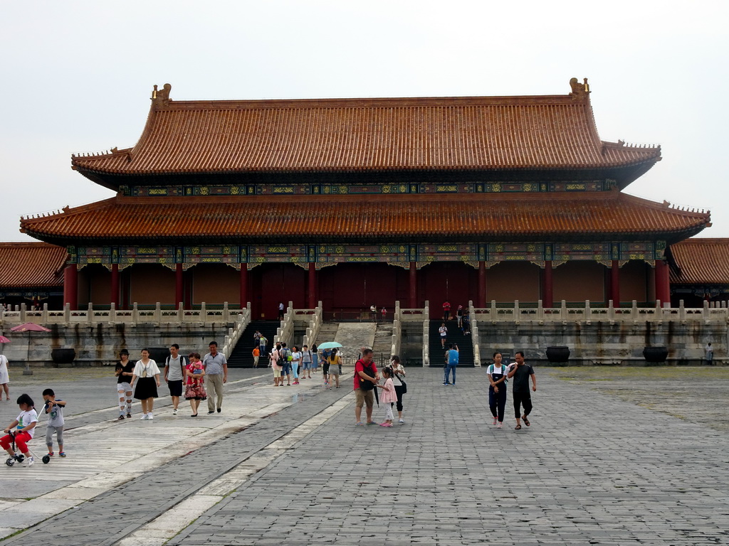 The back side of the Gate of Supreme Harmony at the Forbidden City