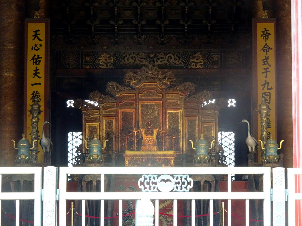 The throne at the Hall of Supreme Harmony at the Forbidden City