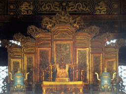 The throne at the Hall of Supreme Harmony at the Forbidden City