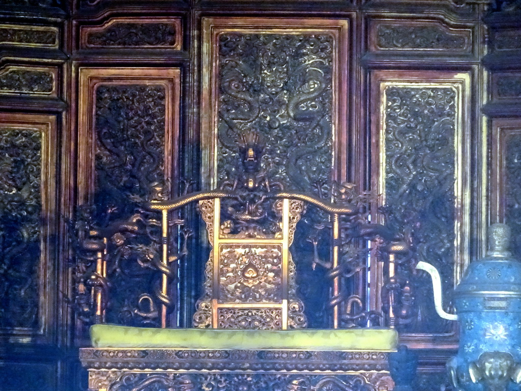 The throne at the Hall of Supreme Harmony at the Forbidden City