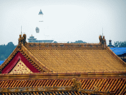 The White Pagoda at the Jade Flower Island at Beihai Park, viewed from the Hall of Preserving Harmony at the Forbidden City