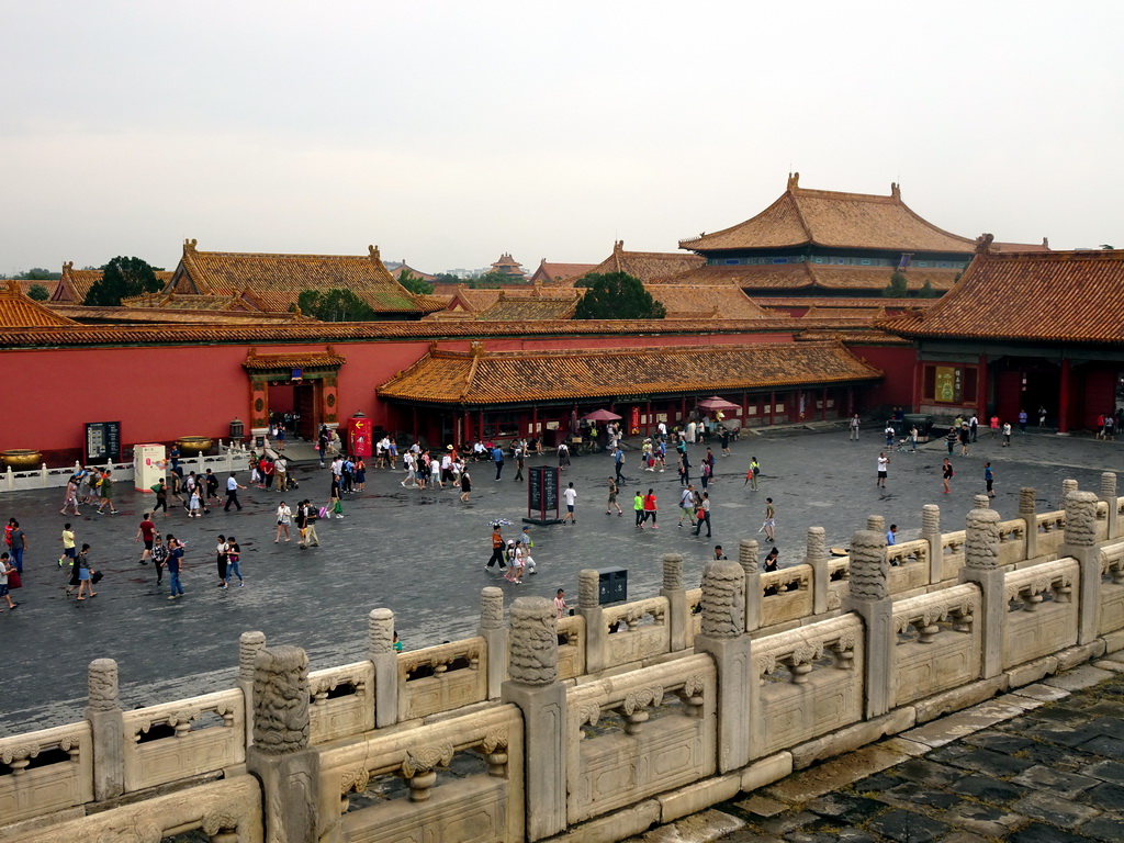 The Palace of Abstinence and the Hall for the Worship of Ancestors at the Forbidden City, viewed from the back side of the Hall of Preserving Harmony