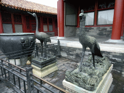 Bird statues in front of the Hall of Harmonious Conduct at the Forbidden City