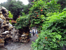 Passageway overgrown with plants at the Imperial Garden of the Forbidden City